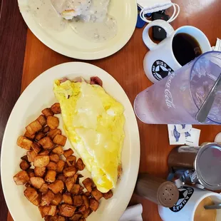 two plates of food on a table