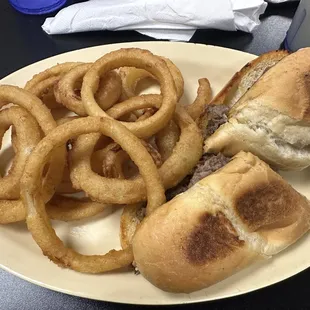 Philly Cheese Steak &amp; Onion Rings
