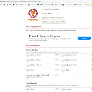 compared to Popeyes menu Amite