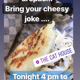 The advertising for the cheesy weekend at the cat house