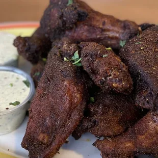 Jerk Rubbed Chicken Wings with ranch