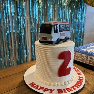 My son's Muni bus cake topper