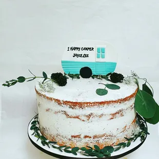 Camping themed birthday cake