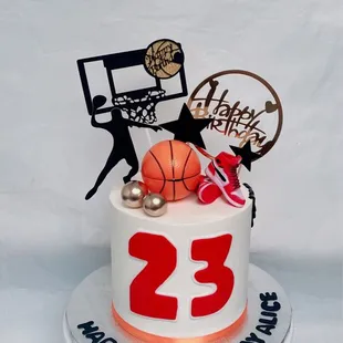 Basketball themed birthday cake