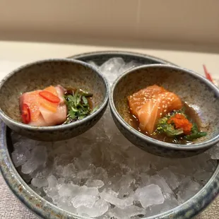 Hamachi and salmon