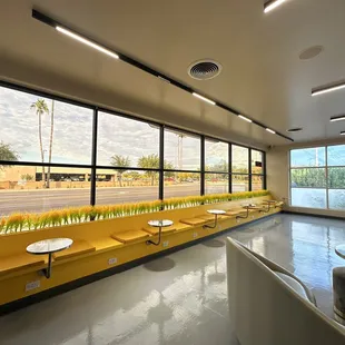 a man standing in a waiting room