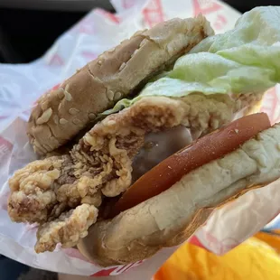 Hot spicy chicken leg burger ($5.5)