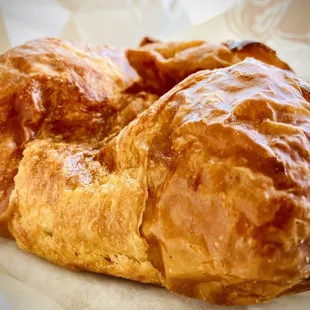 Warmed croissant sandwich