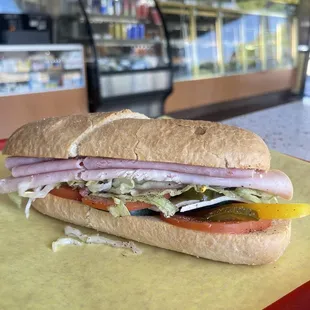 Ham and Turkey on French roll. Absolutely delicious and very fresh.