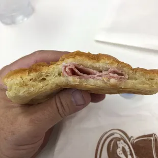 3.00 for a croissant with 1 slice of ham.