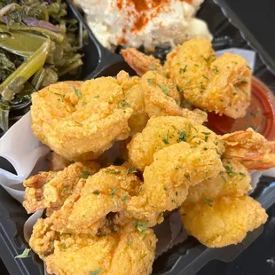 a tray of fried food