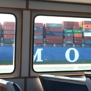 cargo ship passing bye