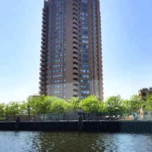 Apartment building on bay