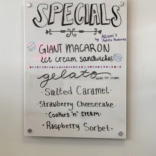 specials on the wall