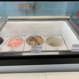 three different flavors of ice cream