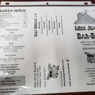 menu