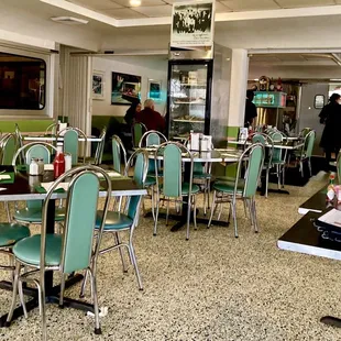 the interior of a diner