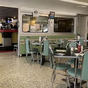 the interior of a diner