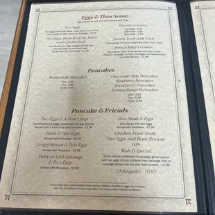 Breakfast menu