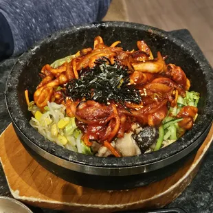 Dolsot-Bibimbap with Seafood