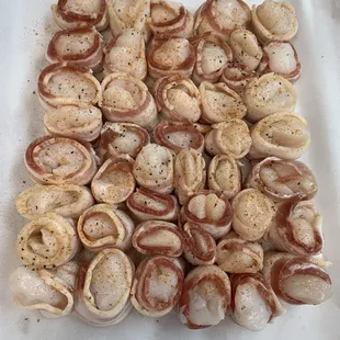 Bacon wrapped sea scallops!