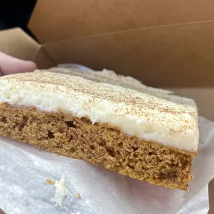 Pumpkin cream cheese bar - so good!! Light and fluffy