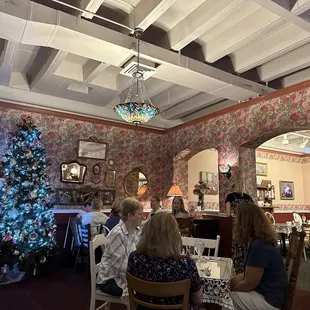 a christmas tree in the background