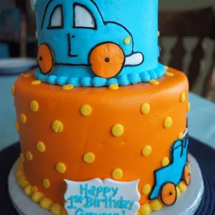 First Birthday Cake - Planes, Trains &amp; Automobiles - Miss Muff'n