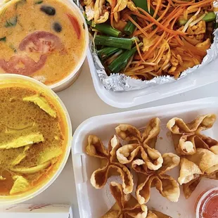 28.Tom Kha Soup  39. Pad Thai 59.Yellow Curry  10. Crab Rangoon