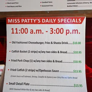 Daily specials