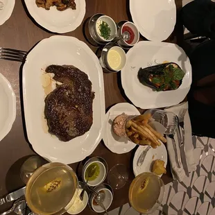 Prime beef ribeye &amp; fries &amp; Eggplant Mirliton