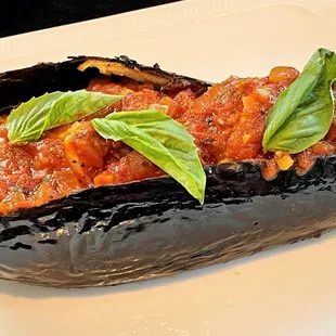 The eggplant pirogue was pretty, but the seafood was an over-sauced letdown compared to the much better version Jacques-Imo&apos;s serves