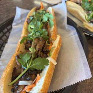 Pork bahn mi sandwich