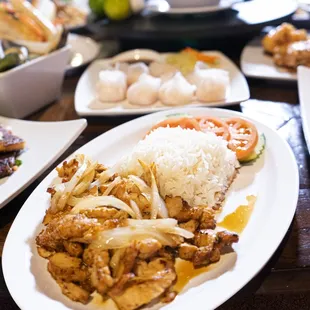 a variety of dishes of food