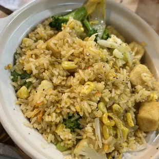 Veggie Clay Pot Fried Rice-- this was a so-so for me. It could use a little bit more flavor, so I ended up using the seasoning on the table