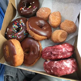 Red velvet, chocolate glazed, cinnamon donut holes