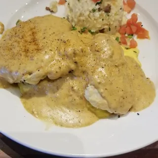 Fried Chicken, Biscuit & Gravy Omelet** ***