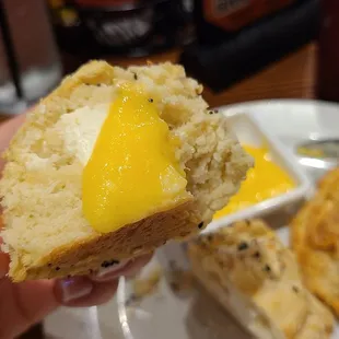 Everything But the Bagel Cream Cheese Biscuits with  Mango Lemon Curd