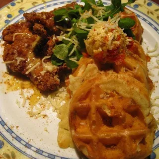 Chicken 'n Cheddar Green Onion Waffles** ***