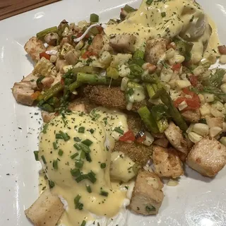 Crab Hash & Fried Green Tomato Eggs Benedict* ** ***