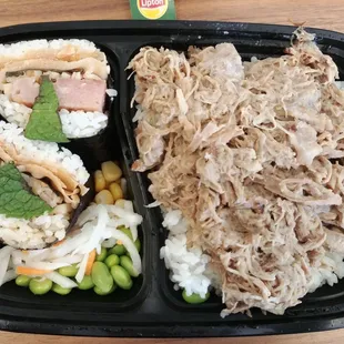 Vietnamese sausage musubi and Kahlua Pork
