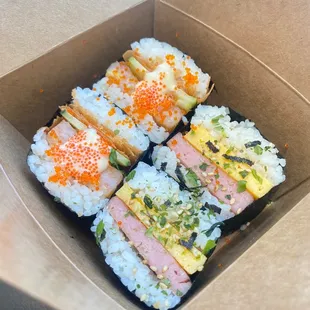 Shrimp &quot;Ha Gao&quot; Musubi / Spam Tamago Musubi