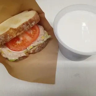 Tuna sandwich &amp; Taro sago milk