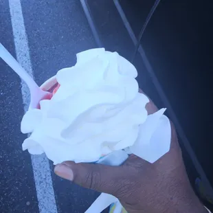 Strawberry sundae with whipped cream