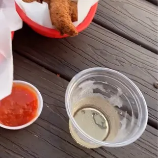 Fried Chicken tender and wine