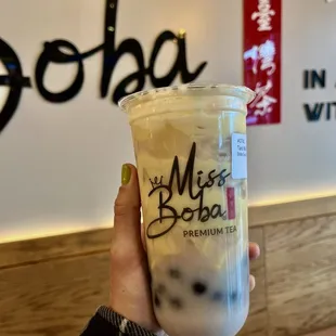 House-Made Taro Milk Tea with boba