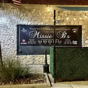 outside of restaurant at night