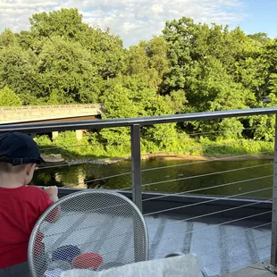 Beautiful view over the water and tree line