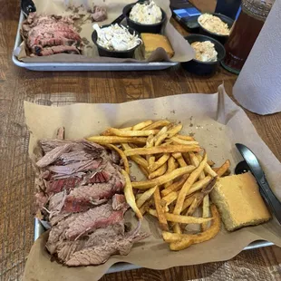 Brisket fries banana pudding