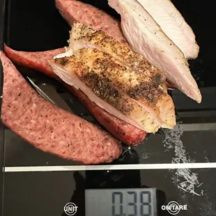 Weight of meat portions.